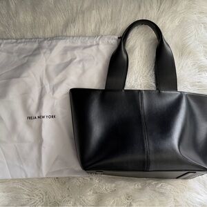 Freja New York Black Leather Tote Bag